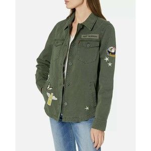 Levi’s Women's Army Olive Green 4 Pocket Patched Shirt Jacket Sz M NEW(LW7RC644)